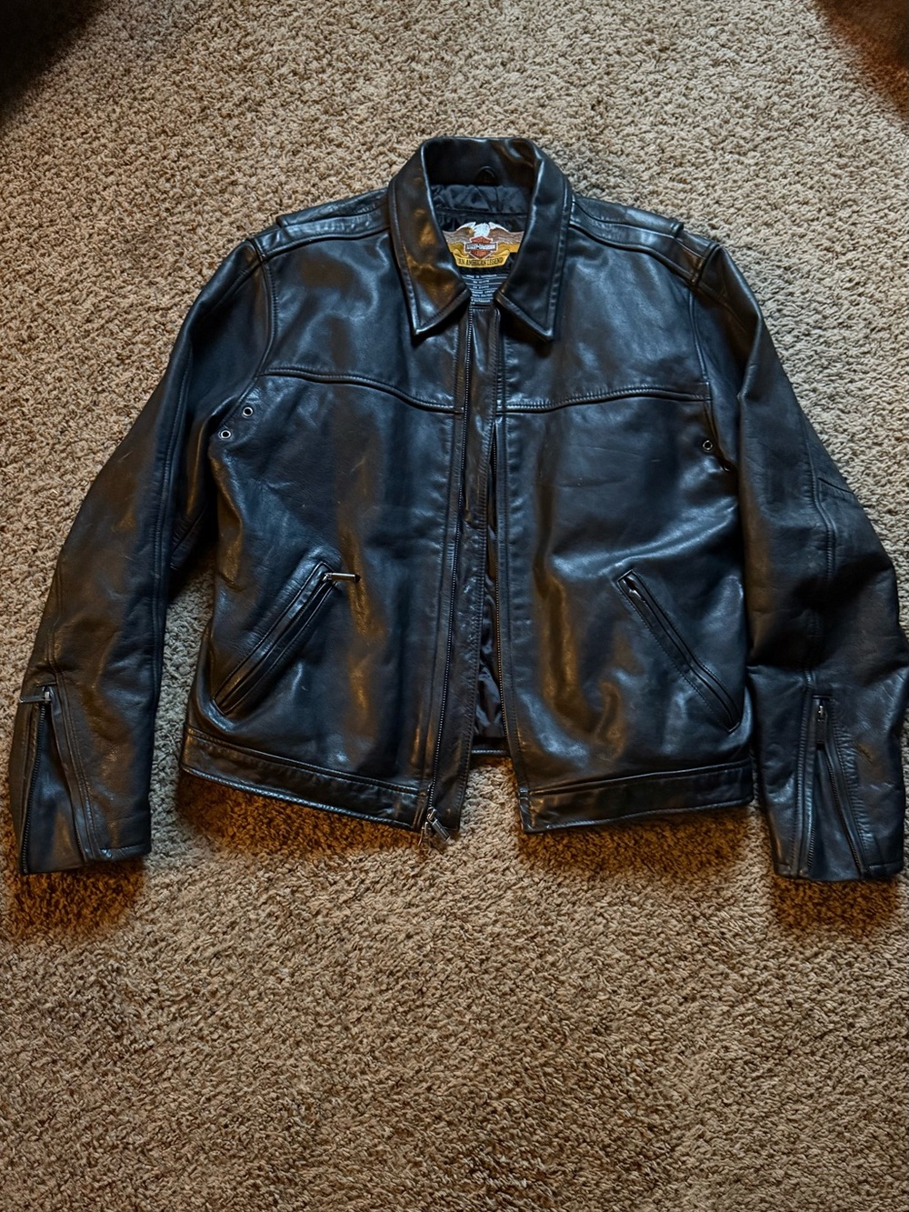 Vintage Y2K Harley Davidson black leather jacket-Men